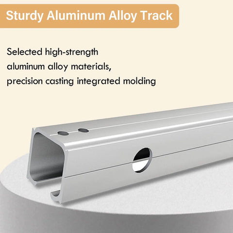 Close-up of aluminum box rail from 8 Foot Sliding Barn Door Hardware Kit With Low Clearance Aluminum Box Rail For Wooden Interior Barn Doors Quiet Slick Sliding Track Easy To Install Black.