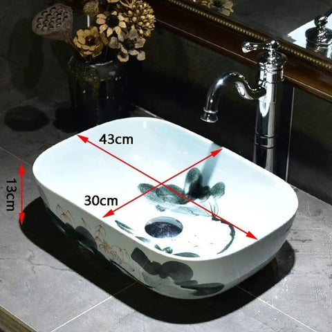 Rectangular Ceramic Vessel Sink For Bathroom Vanity Featuring A Super Sleek High Gloss Glaze That Stays Hella Tough And Keeps Your Space Looking Fresh All Year Round, dimensions 43x30x13 cm.