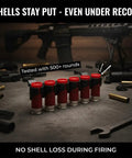 Side Saddle 12 Gauge Shotgun Shell Holder For Picatinny Rails Carries Up To Six Shells Quick Access Shell Carrier on table