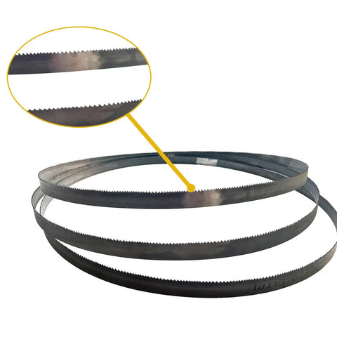 32-7/8 Inch Portable Band Saw Blade 14/18 TPI 1/2 Inch Wide 0.020 Inch Thick 3-Pack Replacement for DeWalt and Makita, close-up view
