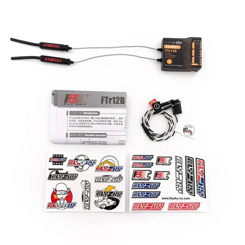 FTR12B 2.4GHz 12CH AFHDS 3 Dual Antenna Receiver with manual, wires, and stickers for PL18 NB4 NB4 Lite Transmitters