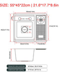 Stainless Steel Kitchen Sink Faucet with Pull Down Sprayer 18 Gauge Modern Design dimensions diagram, 55x45x22cm for installation.