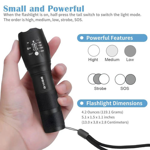 Person holding Two Pack High Lumen Led Flashlights For Home Camping And Travel Beast Bright Handheld Beams with mode settings