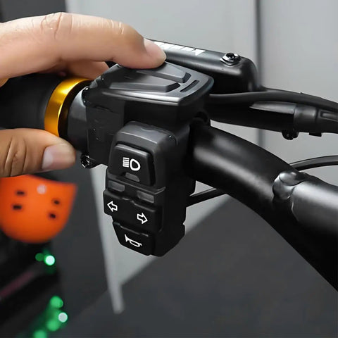 All In One Ride Ready Motorcycle Headlight Switch With Horn And Turn Signals, 3 In 1 E Bike Light On Off Handlebar Button Mount, Universal Wiring For Dirt Bike Scooter Motocross on handlebar