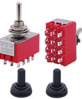 Mini Toggle Switch 4PDT 3 Position On Off On With 12 Pins Waterproof Cap Built For Cars And Boats 6A At 125V And 2A At 250V