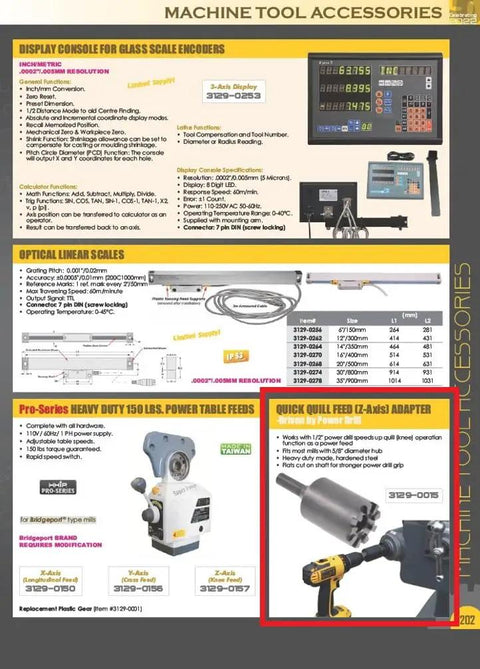 Beefy 1/2 Inch Shank Knee Feed Adapter Converts Power Drill To Heavy Duty Mill Power Feed With Flats For Secure Grip and Knocks Out Tired Arms Faster Than A Speeding Bullet On Your Benchtop Mill Setup showing adapter design and drill compatibility.