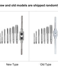 Top Notch Metric Hand Tap Wrench Set With Adjustable Reamer From M3 To M12, Bearing Steel grip showing new and old models side by side.