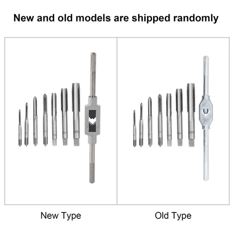Top Notch Metric Hand Tap Wrench Set With Adjustable Reamer From M3 To M12, Bearing Steel grip showing new and old models side by side.