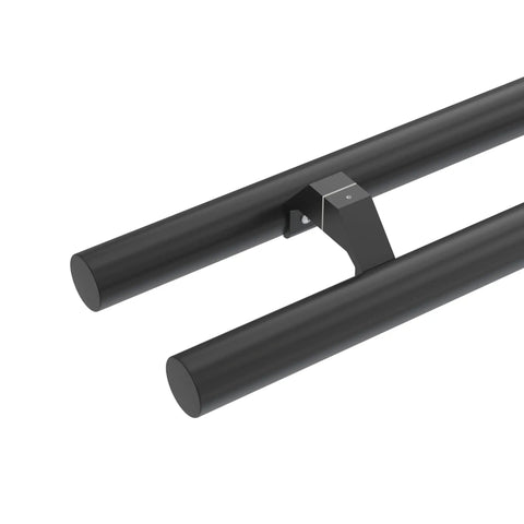Offset Push Pull Door Handle 1200mm 48 Inches Double Sided Ladder Style 304 Stainless Steel Matte Black Finish Built To Last Rugged And Rustproof With Comfortable Ergonomic Grip For Indoor Or Outdoor Doors, close-up of matte black double-sided handle