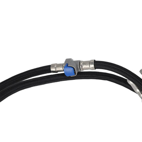 Maqulae 304 Stainless Steel Kitchen Faucet with Rotatable Gooseneck for black braided hose with stainless steel fittings.