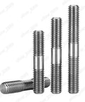 Titanium GR2 double-ended stud rods, clamping type, silver; four pieces shown