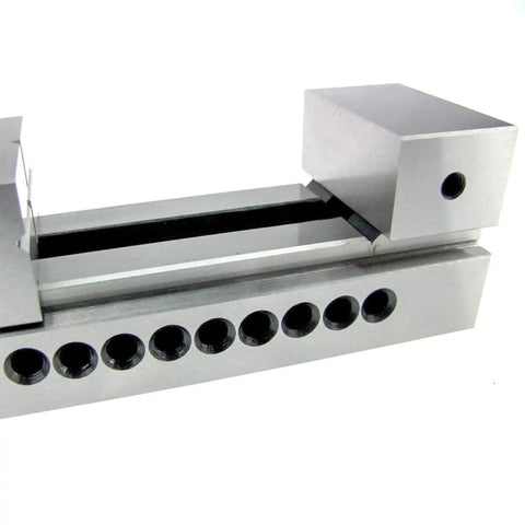 2 Inch Precision Grinding Screwless Mini Insert Vise with black metallic finish and 3.2 inch jaw opening on display
