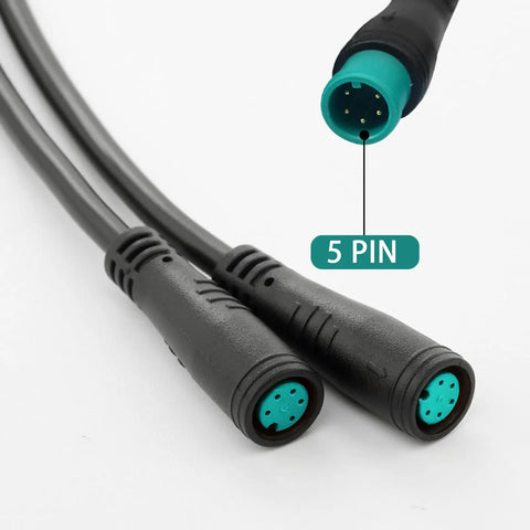 Y Splitter Extension Wire With Julet Type 5pin Connector for Bike Headlight Cable, 7 Inch Length, Waterproof, close-up view