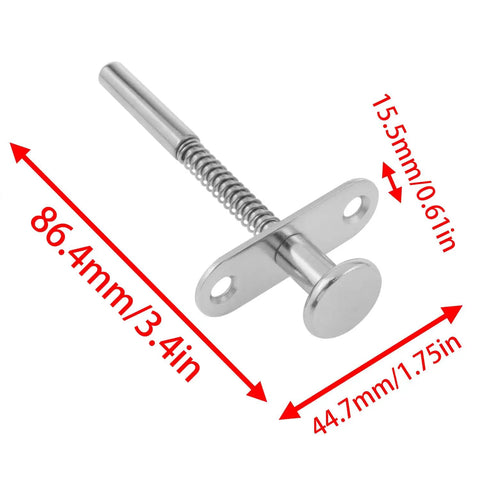 Heavy Duty Stainless Steel Spring Plunger Latch Lock 2 Pack With Rust Proof Finish Built Tough As Nails For Toolbox Gates And Workshop Doors Cabinet Hardware, 86.4 mm long latch with spring.