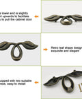 4 Pack Vintage Style Leaf Drawer Pulls 4 Inch Bronze Cabinet Handles for Dresser and Furniture 50mm Hole Distance Zinc Alloy