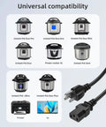 Replacement Three Prong Power Cord For Instant Pot And Most Kitchen Appliances 3 Foot Cable No Fuss Plug And Play