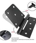 4 Pack 3.5 Inch Heavy Duty Black Iron Gate Hinges For Wooden Barn Doors And Garden Sheds Built Like A Tank With Smooth Swinging Action Rust Resistant Fence Hardware Ready To Roll Out The Box, showing black finished steel hinge with countersunk holes.