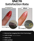 Comparison of semi-cured gel nail strips highlighting minimal hair snagging, part of the Semi-Cured Gel Nail Strips Value Set With Lavender Starter Kit.