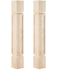 Solid Wood Kitchen Island Legs Set Of 2 Thirty Five And A Half Inch High Five Inch Wide Five Inch Deep Unfinished Raised Panel Cabinet Columns Replacement For Large Dining Table And Kitchen Table Countertop Legs