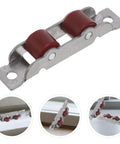 Stainless Steel Sliding Window Roller Double Wheel Heavy Duty Track Replacement 4 Pack close-up of rollers with red wheels.
