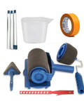 Seamless Paint Roller Brush Set With Sturdy Handle And Flocked Wall Edger Tool For Zero Prep Paint Jobs That Are Absolute Game Changers For Any Home Makeover Project Done Right, includes roller, tray, and tools.