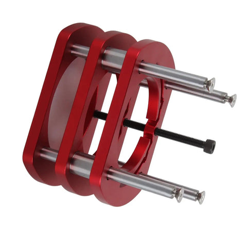 Heavy Duty Aluminum Router Lifter System With 2.008 Inch Lift Crank Handle 4 Jaw Clamp For Small Trimming Machines DIY Woodworking Router Table Upgrade For Precise Cuts, red aluminum base with steel rods