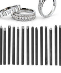 DIY Jewelry Making Anvil Chisel Set High Hardness Steel Punches Kit next to rings for stamping and engraving