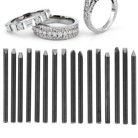 DIY Jewelry Making Anvil Chisel Set High Hardness Steel Punches Kit next to rings for stamping and engraving