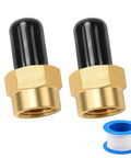 1/4 SAE To 1/4 NPT Brass Adapter AC Refregeration Pipe Connector Fittings, heavy duty, two pieces with black tops