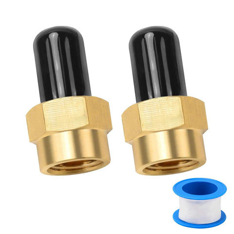 1/4 SAE To 1/4 NPT Brass Adapter AC Refregeration Pipe Connector Fittings, heavy duty, two pieces with black tops