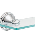 Close-up of Preston Collection Decorative Glass Bathroom Vanity Shelf Chrome Finish 19.5 Inches Wide By 4 Inches Deep
