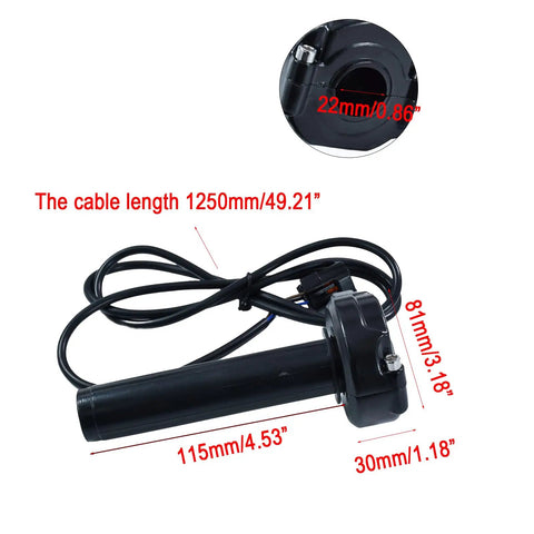 Upgraded Dope Electric Throttle Grip With Smooth Fast Response For Light Bee X S And X160 X260 Ebikes Plus Tuttio Soleil 01 Eride Pro Macfox Cable Kit Included shown with dimensions