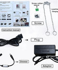 Components for Where The Magic Happens Neon Sign Wall Decor 23 Inch LED Neon Light including chain, adapter, and manual.