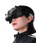 Person wearing Sweat Proof Silicone Eye Pad for DJI Avata Goggles 2 Flight Glasses Cover, showcasing fit and comfort.