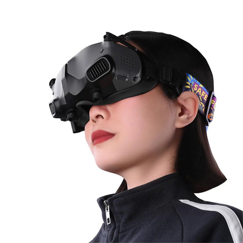 Person wearing Sweat Proof Silicone Eye Pad for DJI Avata Goggles 2 Flight Glasses Cover, showcasing fit and comfort.