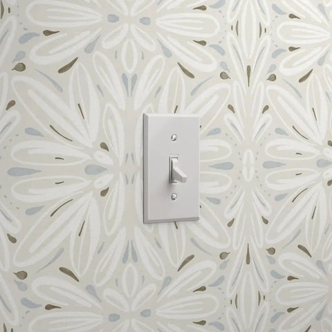 Custom Printed Symmetrical Vinyl Wallpaper Featuring Bottom Line Tough Leather Texture Tailored For Busy Offices And Hotels with light switch.