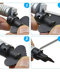 Steps showing the Heavy Duty Electric Drain Cleaner Cutter Head Kit for stubborn clogs with manganese steel build.