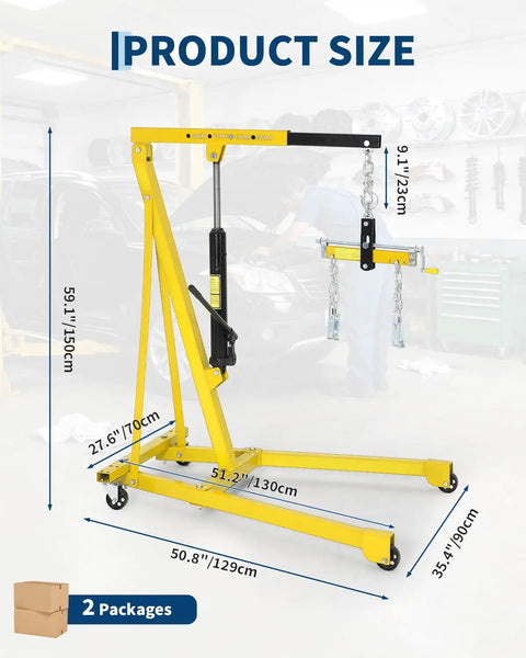 Heavy Duty Hydraulic Engine Hoist With No Sweat Pumping Lever And Adjustable Telescoping Boom 3000 lbs shop crane dimensions