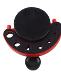 Diamond drill guide for glass and tile, adjustable 4–12 mm opening, red and black base with suction cup.