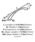 Technical diagram of Drawer Pull Satin Nickel Five And One Sixteenth Inch Center To Center Contemporary Cabinet Hardware showing measurements.