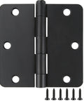 18 Pack Matte Black Door Hinges For Interior Doors Three Point Five Inch Hinges With Rounded Corners One Quarter Radius Six Hole Mount Includes 108 Free Screws For Quick Installation Durable Residential Door Hardware Rotates 270 Degrees