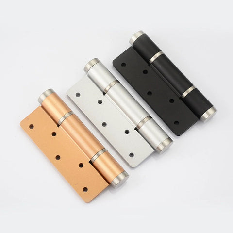 2-pcs invisible self-closing hydraulic door hinges; four color finishes copper, silver, white, black.
