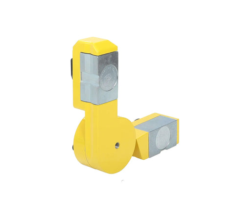 Hella Strong Mini Adjustable Welding Magnet With Slick On Off Rotating Base And 150 Lb Hold Power for metal fabrication, yellow design.