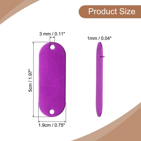 24 Pack Aluminum Engraving Blanks Tags Oval Dog Tag Blanks With Two Holes For DIY Personalized Pet ID Tags Purple Craft Supplies