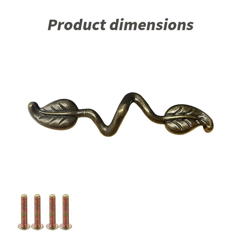Leaf Shape Drawer Pull Handle Set In Vintage Bronze Finish with screws included, twig branch design for dressers and wardrobes.