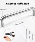 Brushed Stainless Steel Cabinet Pulls 5 Inch Hole Center, Modern U Shaped Drawer Handles with dimensions and screws shown