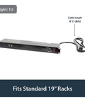 8 Outlet 1U Rack Mount PDU Power Strip With 6 Foot Cord 120V 15A Surge Protected For Network And Server Racks Horizontal 19 Inch Mount Must Have Cable Management Durable Plug And Play Accessory. 1U rack PDU with 6 ft cord for 19-inch server racks