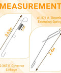 Measurements of Throttle Linkage Kit 36711 and 37111 for Tecumseh OHH50-OHH65 Engines showing governor link and throttle spring