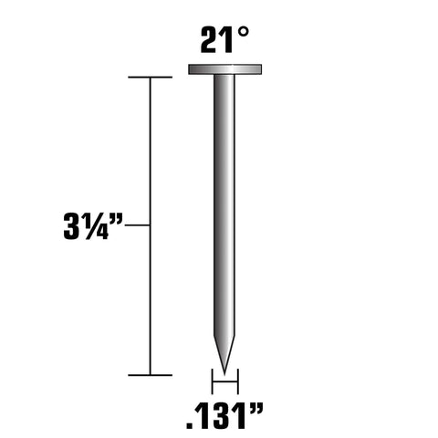 Heavy Duty Framing Nails 3-1/4 In X.131 In 21 Degree Full Round Head Smooth Shank Plastic Strip Sheathing Nails 4,000 Count