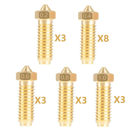 Brass Nozzle Set For Kobra 3 And Kobra S1 3D Printers, 20 Pack With 0.2mm 0.4mm 0.6mm 0.8mm 1.0mm Nozzles, front view